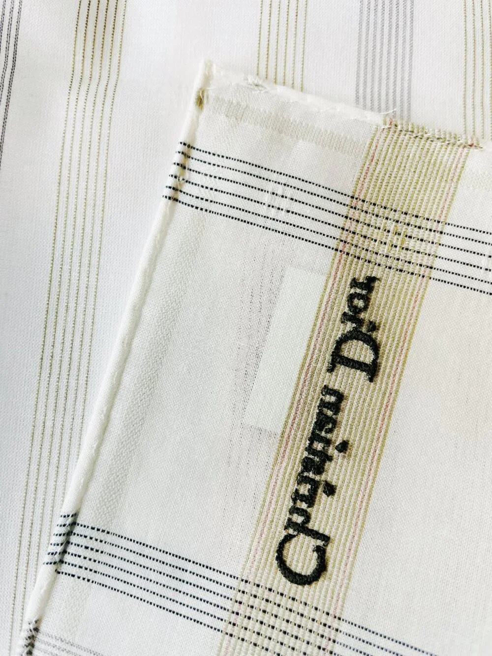 NWT Christian Dior Cotton Handkerchief Scarf Embroidered Logo